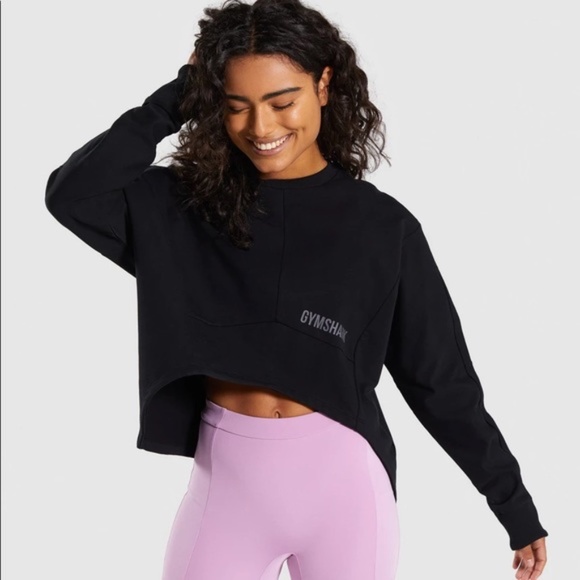 Gymshark Ori Sweater Black Cropped Sweatshirt S - Picture 1 of 15